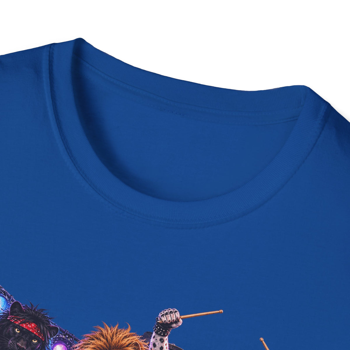 Neon Lights Retro 80s Big Cat Rock Band Graphic Tee