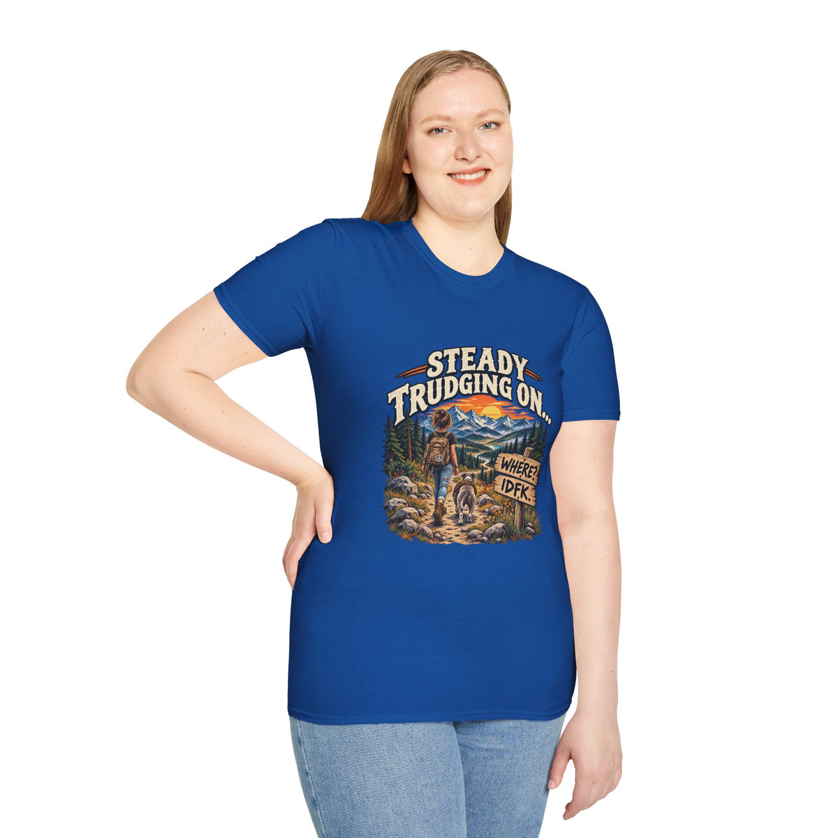 Steady Trudging On Young Lady Hiking T-Shirt