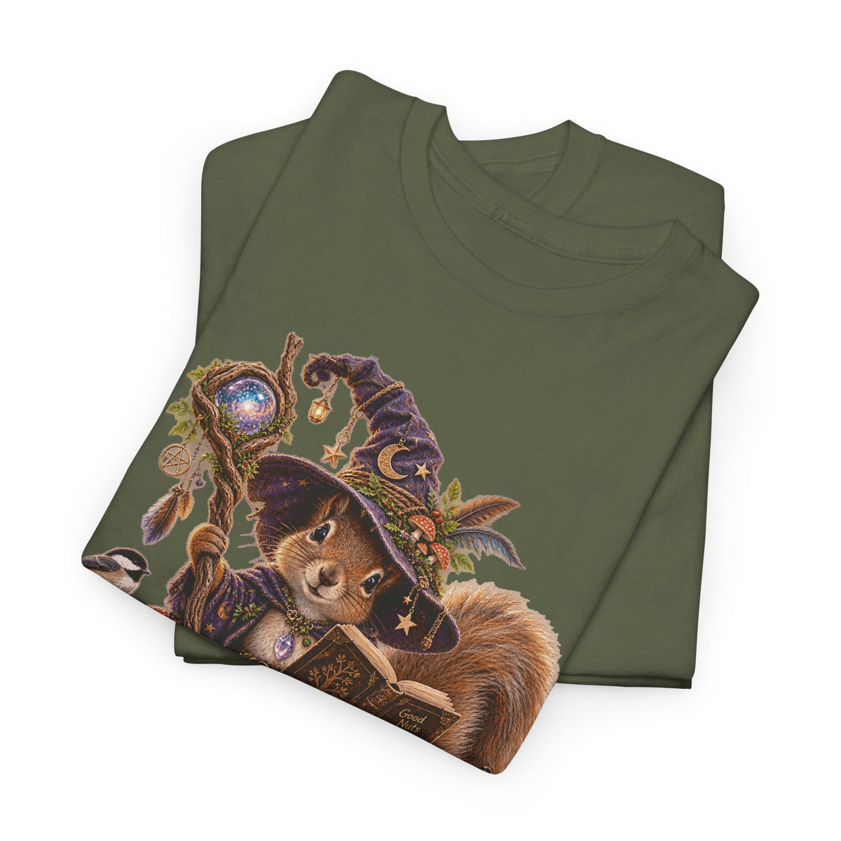 Squirrel Wizard T‑Shirt — Cute Fantasy Magic Forest Tee