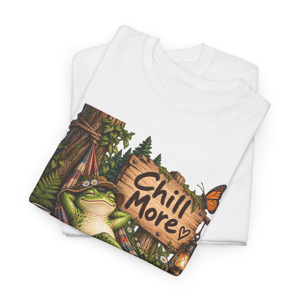 Chill More Frog Tee — Relaxed Nature Graphic T‑Shirt