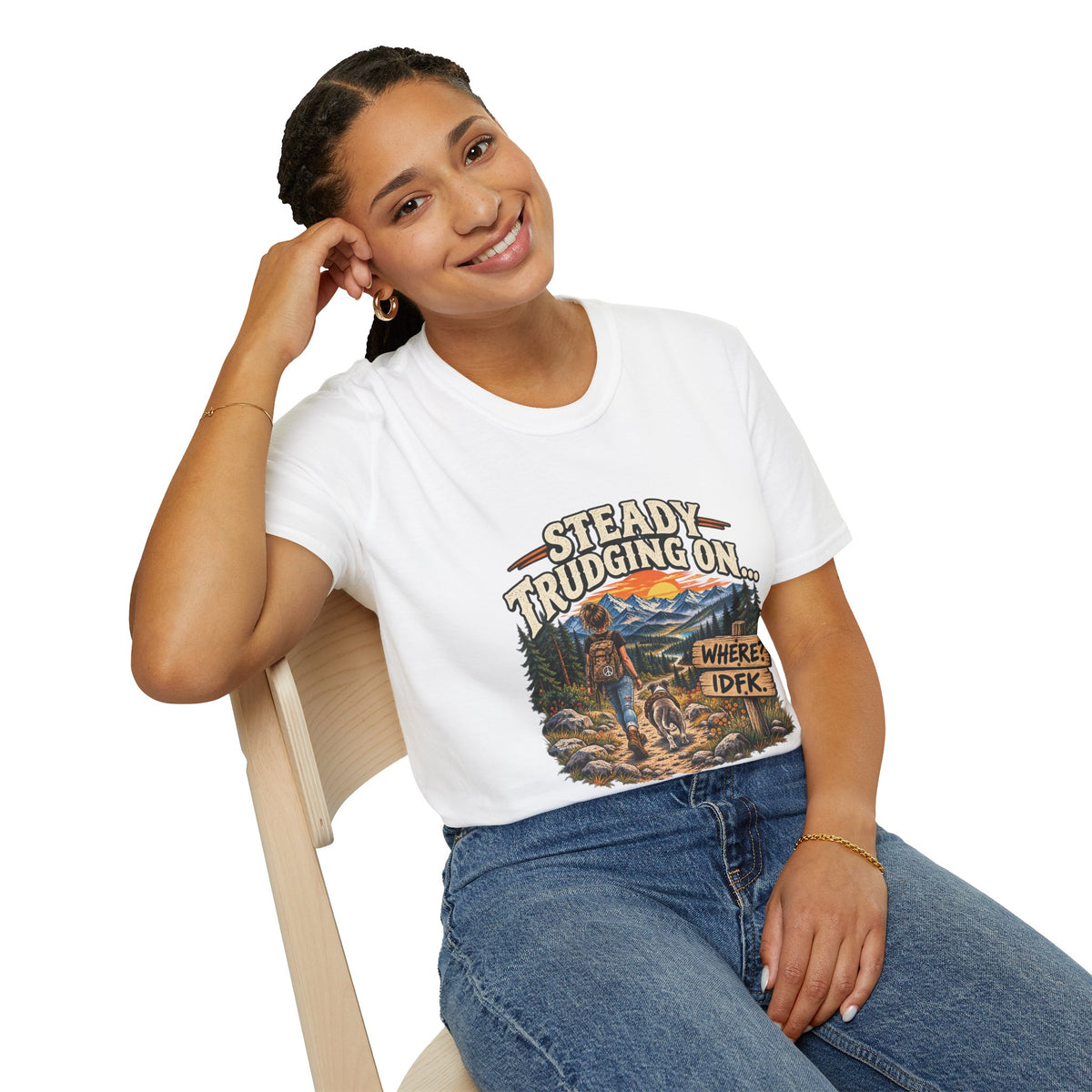 Steady Trudging On Young Lady Hiking T-Shirt