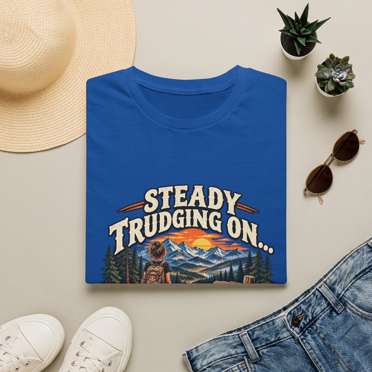 Steady Trudging On Young Lady Hiking T-Shirt