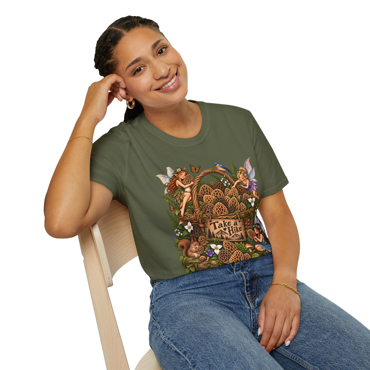 Woodland Creatures T-Shirt Foraging Nature Graphic Tee Unisex Softstyle T-Shirt