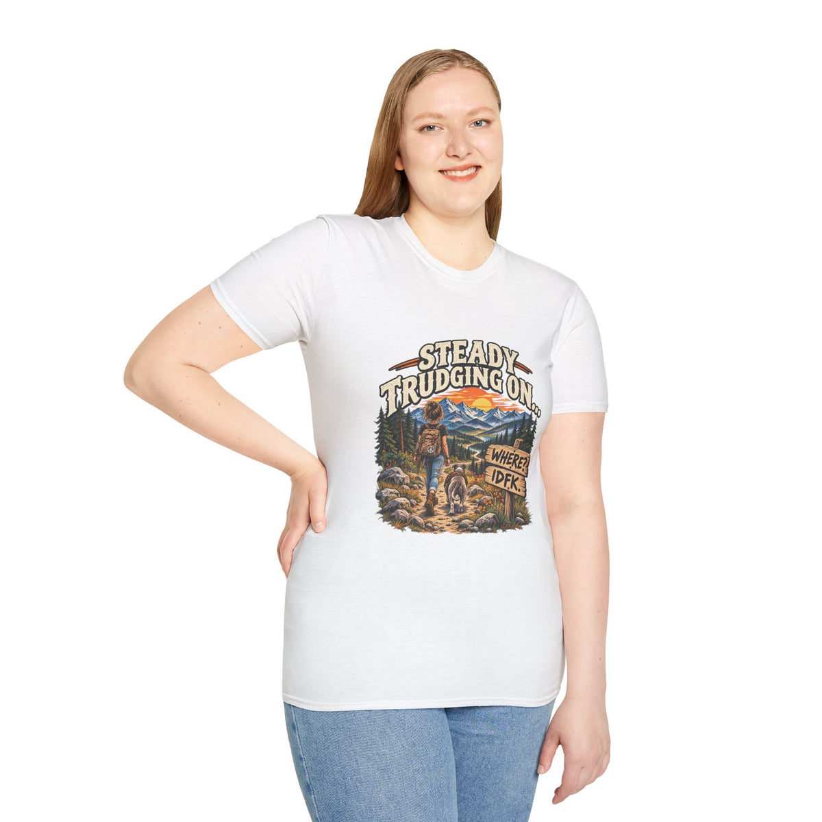 Steady Trudging On Young Lady Hiking T-Shirt