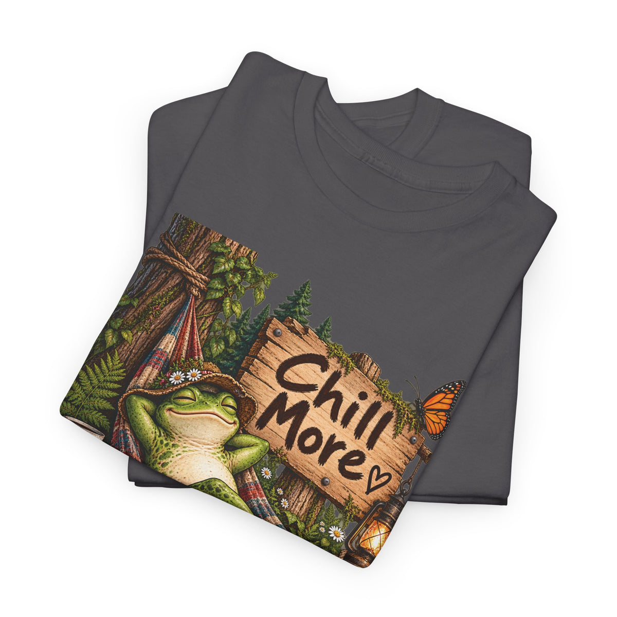 Chill More Frog Tee — Relaxed Nature Graphic T‑Shirt