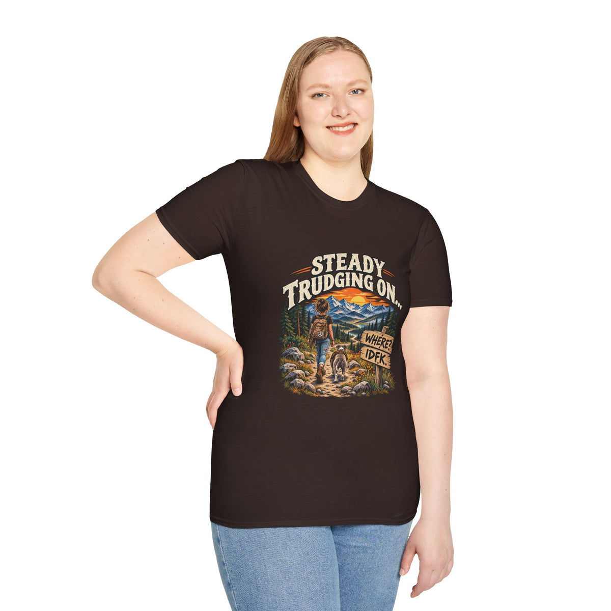 Steady Trudging On Young Lady Hiking T-Shirt
