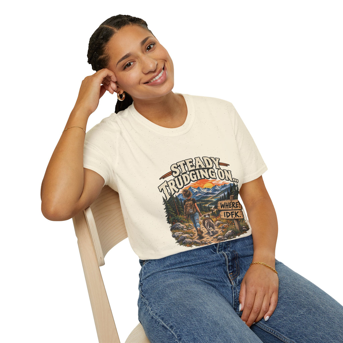 Steady Trudging On Young Lady Hiking T-Shirt